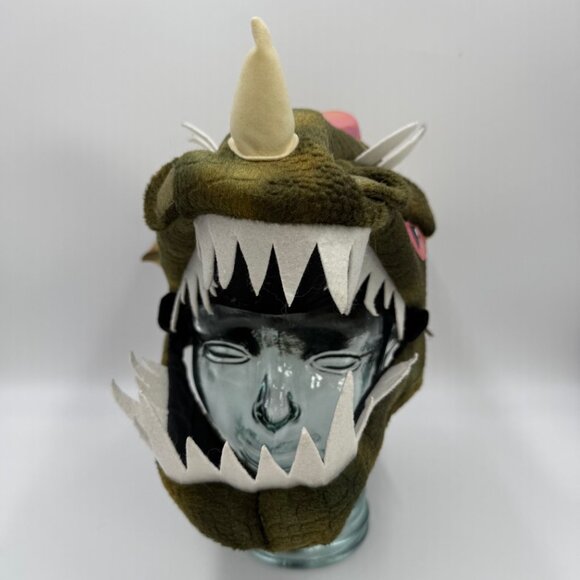 Elope Green Dragon Plush Hat with Size Adjust Horns Teeth Wing Scales OS Dressup - Picture 3 of 11